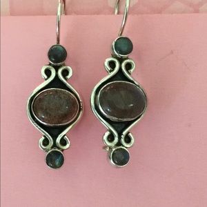 Silver Natural Blue Fire Labradorite oval Earring